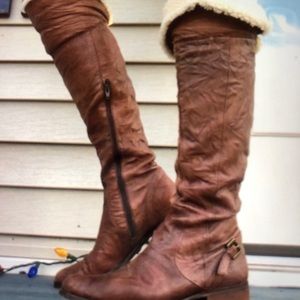 Sam Edelman Soft, Leather w/ Shearling Over Knee Boots.